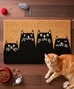 Alternative view of Fisura ?C Doormat for Outdoor Entrance with Cats Design, Welcome Mat for Front Door Made of Coconut Fiber with Non-Slip PVC Base, Hand-Painted, 30 x 18 Inches.
