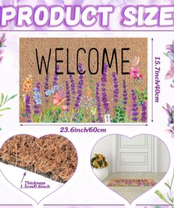 Alternative view of Ceenna Spring Doormat Outdoor Lavender Butterfly Flower Welcome Coir Doormat Spring Front Door Mat with Non Slip Backing Purple Flower Outside Mat Front Porch Rugs for Home Entrance, 16 x 24 Inches