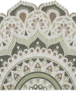 Sunlit 34" x 17" Mandala Dirt Trapper Welcome Mats, Small Indoor Outdoor Non-Slip Front Door Mat, Front Back Door Decor, Low Profile Entryway Rug, Easy to Clean Door Mat Waterproof, Green