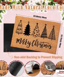 Alternative view of Duraaamo Merry Christmas Coir Doormat Christmas Tree Welcome Door Mat Non Slip Floor Mats Xmas Tree Mat Indoor Entrance Porch Front Decor, 24 x 16 Inch