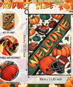 Alternative view of Boao 2 Pack Fall Football Welcome Garden Flags 12 x 18 Inch Double Sided Burlap Pumpkin Football Garden Flag for Thanksgiving Autumn Sport Birthday Party Decorations Outside Welcome Yard Sign Decor