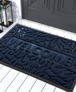 Yimobra Large Welcome Mat 36x24, Waterproof Non-Slip Outdoor Mats for Front Door Outside Entrance, Low-Profile Entryway Mat Indoor for Garage Patio, Blue