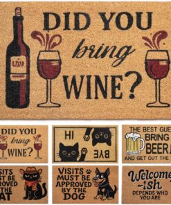 LUA VIKA Coir Doormat Outdoor Entrance - Did You Bring Wine - 17"x30" - Funny Door mats Outside - Welcome mat Funny - Indoor/Outdoor Doormat