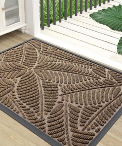 Colorxy Waterproof Doormat, Sturdy Natural Rubber Front Indoor Mat, Non Slip Low Profile Indoor Outdoor Door Mats, Stain and Fade Resistant Floor Mat, Easy Clean Patio Entrance Mat, 30''x17'', Brown