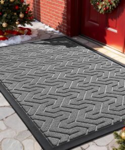 Yimobra Large Door Mat Outside Entrance 36x24, Waterproof Heavy Duty Outdoor Mats for Front Door, Non Slip Rubber Entry Mat for Garage Patio Indoor, Easy Clean, Grey