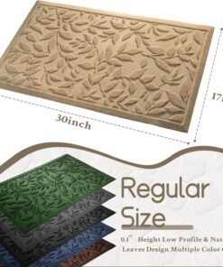 Alternative view of Beige Leaves Outdoor Indoor Entrance Doormats, Absorbent Durable Heavy Duty Welcome Front Door Mat,Thick Natural Rubber Back,Easy Clean Entryway Mat 17x30 Inch, Low Profile