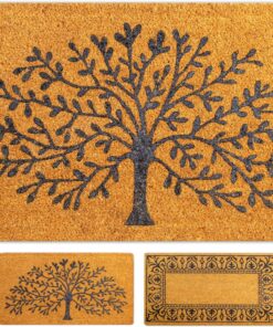 LUA VIKA Coir Doormat, 16''x27.5'', Tree of Life, Outdoor Indoor Welcome Mat for Home Entrance