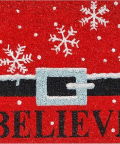 callowaymills 101812436 Believe Doormat, 24" x 36", Red/White/Black