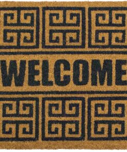 Storm Stopper – Doormat Geo Welcome All Weather Heavy Duty Mat 100% Natural Coir Face Non-Slip Outdoor Home Décor Absorbent, Fade Resistant & Pet Friendly 18” x 28”