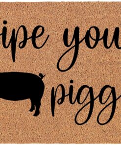 Funny Pig Doormat, 16x24 inch, Funny08, Non Slip, Medium Pile, Water Resistant, Polyester & Plastic, Custom, Rectangular, Both Indoor & Outdoor, Funny & Wedding Theme, Easy to Clean, Machine Washable