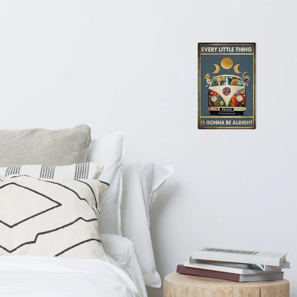 Retro Hippie Decor Wall Art Poster - "Every Little Thing is Gonna Be Alright" Vintage Metal Sign, Perfect for 70s Themed Rooms and Cool Poster Collections, 12 * 8 Inch (955) - Image 5