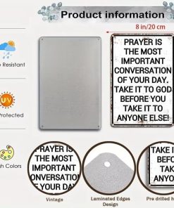 Alternative view of Christian Gifts for Men Women Prayer Is The Most Important Conversation of Your Day Vintage Tin Sign Religious Metal Wall Art for Home Church Prayer Room Office Chapel Decor 8x12 Inch(3167)