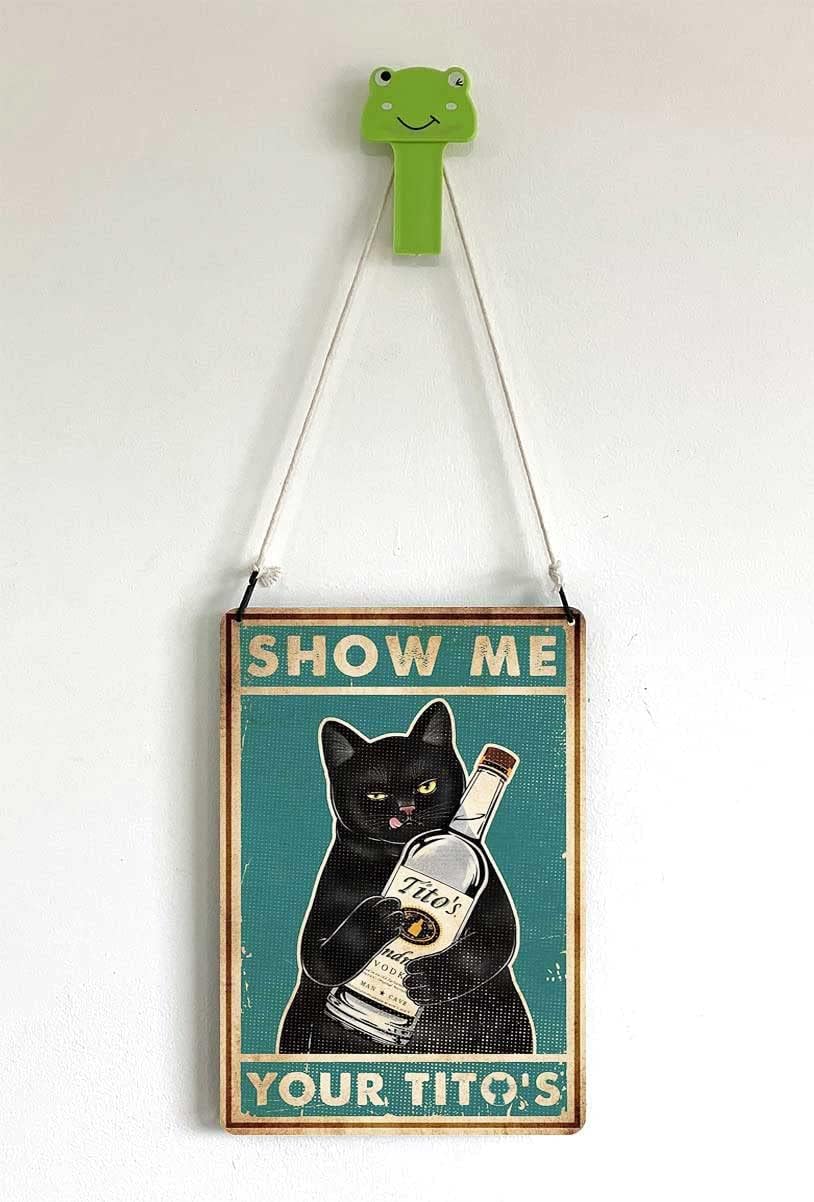 Funny Show Me Your Tito's Black Cat Poster Man Cave Sign Vintage Bar Sign Bar Wall Decor 12" * 8" (098) - Image 3