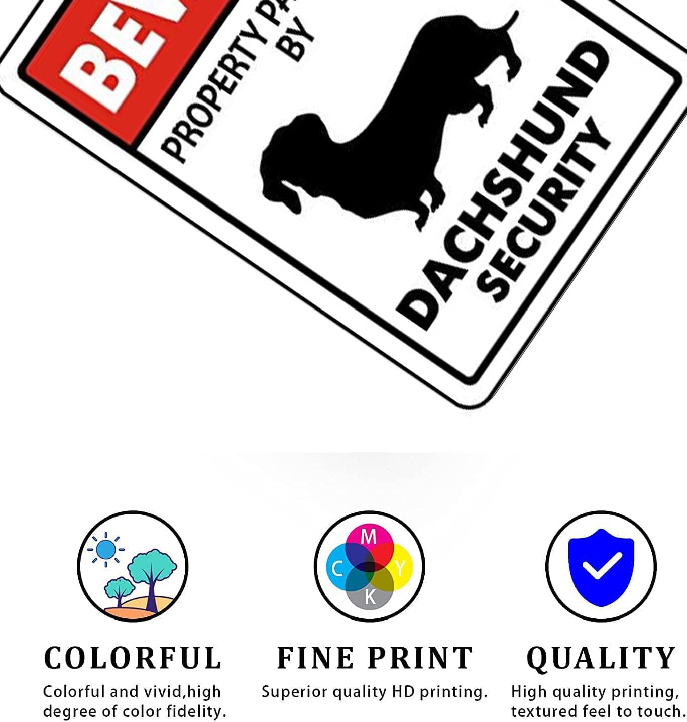 Metal Beware Property Patrolled by Dachshund Security Signs Aluminum Road Tin Signs for Outdoor Coffee Shop bar Club 8x12 Inches - Image 3