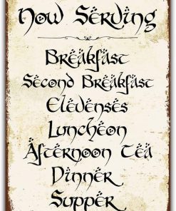 Vintage Style Funny Tin Sign, Second Breakfast Kitchen Sign, Gift for LOTR Fans, Metal Signage, 8x12 Inches