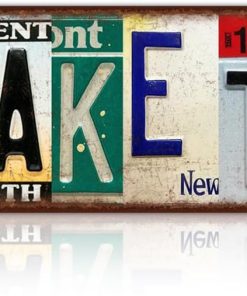 Vintage On Lake Time Wall Decor Street Signs Lakehouse Metal Tin Signs 16 x 4 Inches