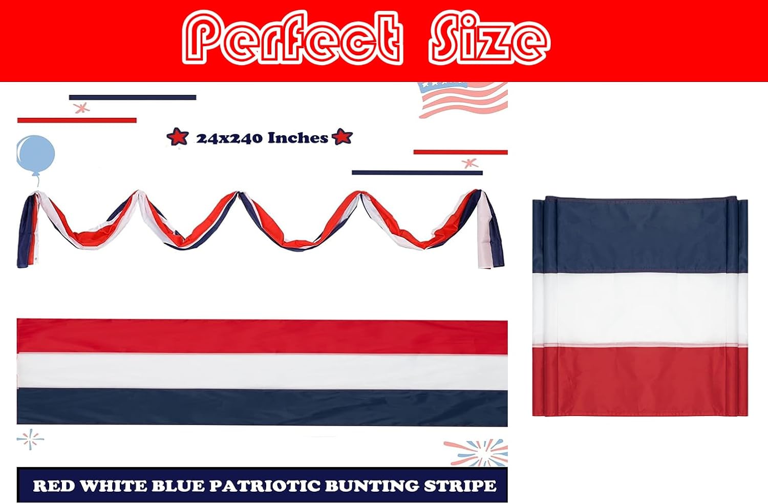 2Pack American Bunting Flag Veterans Day 4th of July 2x20Ft USA Patriotic Banner for Outside Porch Outdoor Red,White & Blue Bunting Decor Home Garden Décor Independence Day Memorial Days - Image 3