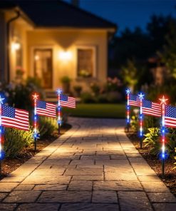 Alternative view of 8 Pack Solar American Flag Pathway Lights-4th of July Outdoor Decor American Flag Lights, Patriotic Pathway Lights for 250th Anniversary Celebration Independence Yard Garden Day Decor (8 PCS)