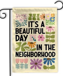 [12"x18"] It’s a Beautiful Day in the Garden Flag – Retro Flower Neighborhood Flag, Happy Outdoor Yard, Double-Sided Banner for Spring & Summer Decor, Seasonal Decoration, Farmhouse, Patio