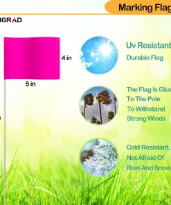 Alternative view of 50Pack Pink Marking Flags, 15x4x5 Inch Marker Flags Use for Yard & Lawn, Boundary & Dog Training, Survey & Landscape, Sprinkler & Surveyor, Garden & Construction, High Visibility, Sturdy, Versatile, UV & Weather Resistant