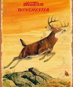 Metal Tin Sign 8x12 inche - Vintage Style/Rusty Look 1958 Western Deer - Plaque Poster for Bar Pub Beer Home Garage Man Cave Wall Decor