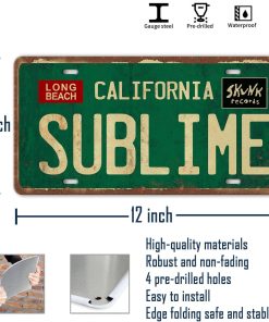 Alternative view of Vintage Metal Tin Sign Long Beach California Sublime Poster Grunge Hippie Room Decor Rock Band Posters Sublime Tapestry Funny Street Signs For Bedroom Wall Aesthetic 90s Bathroom Sign 12 X 6 Inch