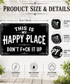 Alternative view of Gardening Gifts This Is My Happy Place Vintage Tin Sign for Garden Patio Porch Greenhouse Outdoor Decor 8X12 inch (26073)