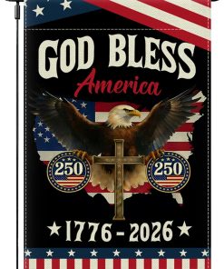 God Bless 250 Years of American Anniversary Garden Flag, 12 x 18 Inch 250th Anniversary Patriotic Banner Double-Sided with Eagle Design, 1776-2026 Commemorative, for Outside House Yard Decor