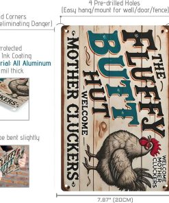 Alternative view of Chicken Coop Fluffy Butt Hut Chicken Tin Signs - 8x12 Inch Retro Style Wall Decor