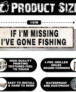 Alternative view of Gone Fishing Decor Lake House Sign Gear Funny Fish Gifts Wall Accessories | Birthday & Fathers Day & Christmas Gift | Cabin Dorm Home Room Bedroom | Fishing Accessories | Gear & Stuff