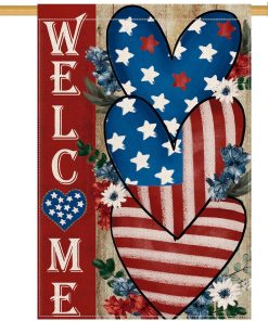 Patriotic Heart Memorial Day 4th of July House Flag 28x40" | Double Sided, Weather & Fade Resistant, Yard Outdoor Decoration, for Outside, American Stars and Stripes