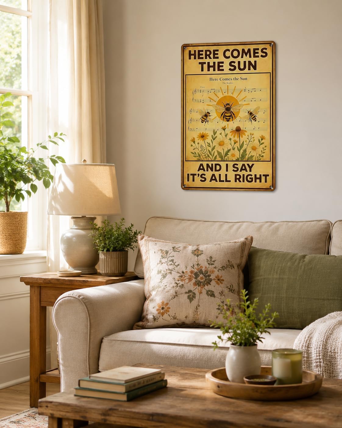 HERE COMES THE SUN AND I SAY IT'S ALL RIGHT - Vintage Metal Tin Signs The Beatles Poster Gifts Wall Art Bee Signs 8 X 12 Inch - Image 3