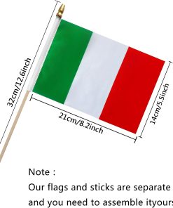 Alternative view of Italy Stick Flag Italian Small Mini Hand Held Flags,5x8 Inch,12 Pack