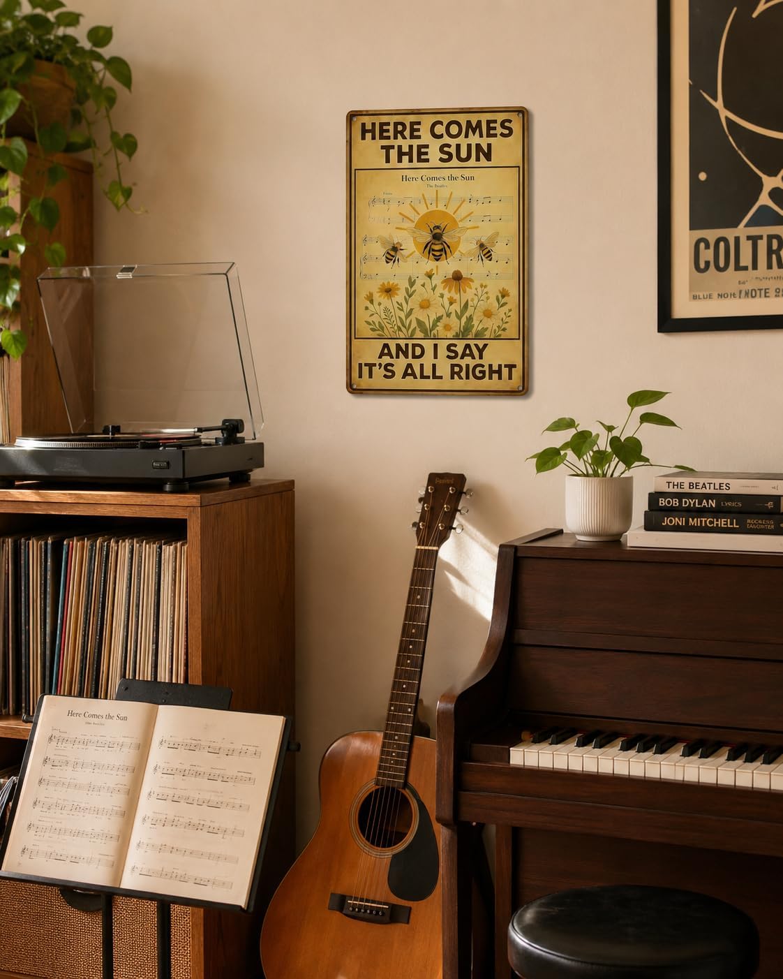 HERE COMES THE SUN AND I SAY IT'S ALL RIGHT - Vintage Metal Tin Signs The Beatles Poster Gifts Wall Art Bee Signs 8 X 12 Inch - Image 4