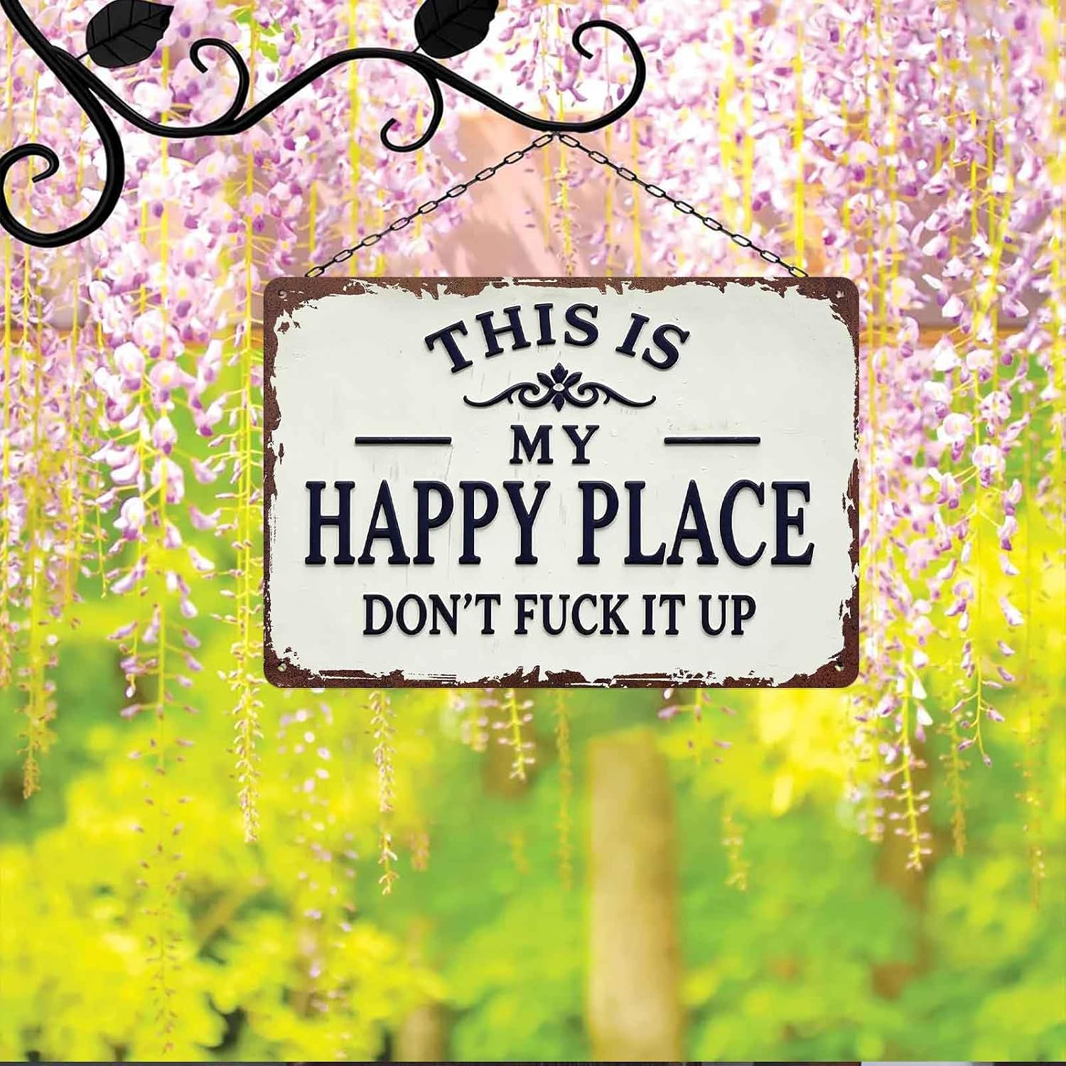 This Is My Happy Place Don't Fuck It Up Metal Sign, 8x12 Inch Aluminum Wall Art, Funny Rustic Style for Man Cave, Garage, Bedroom - Image 4