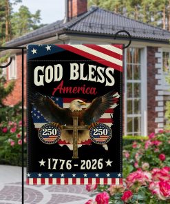Alternative view of God Bless 250 Years of American Anniversary Garden Flag, 12 x 18 Inch 250th Anniversary Patriotic Banner Double-Sided with Eagle Design, 1776-2026 Commemorative, for Outside House Yard Decor