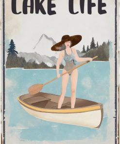 Vintage Lake Beach House Decor Lake Life Cuz Beaches Be Salty Tin Signs Gifts For Lakehouse Home Outdoor 12x8 Inches, Blue