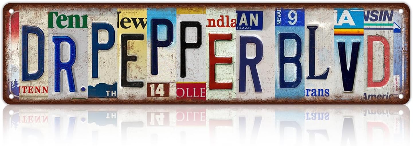Vintage Wall Decor Dr.Pepper Blvd Street Sign Metal Tin Signs | for Bar Home Man Cave Cafe 16 x 4 Inches