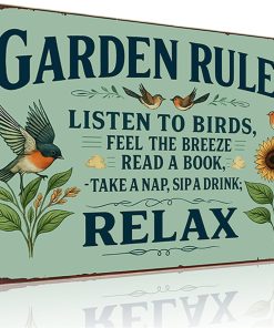 Plants Gifts Garden Rules Vintage Tin Sign for Garden Patio Porch Yard She Shed Decor 8x12 Inch (3945)