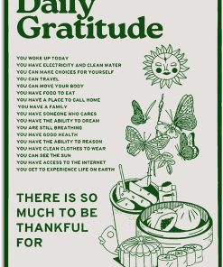Daily Gratitude Inspirational Metal Tin Sign Green Boho Room Aesthetic Decoration Home Kitchen Office Bedroom Cafes Wall Decor 8x12 Inch