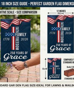 Alternative view of Waterproof Thickened 250 Anniversary Usa Flag, Outdoor Usa 250th Anniversary Merchandise God Bless America Small Garden Flags for Outside, 4th of July Patriotic Flags 12x18 Double CROSS FAITH FREEDOM