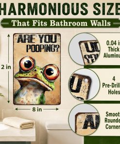 Alternative view of Are You Pooping Frog Sign Funny Bathroom Decor Metal Wall Art For Toilet Restroom Washroom 8x12 Inch