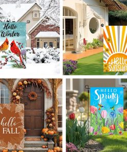 Alternative view of Seasonal Garden Flags Set of 12 Double Sided 12x18 Inch, Small Yard Flags for Outside, Christmas Halloween Easter Valentine's Day Decor, Spring Summer Fall Winter Holiday Garden Decorations