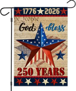 250 Anniversary USA Garden Flags for Outside,4th of July 250th Year America Banner,God Bless United States 12x18 Inch Double-Sided with Patriotic Star,1776-2026 America Merchandise for Yard Decoration