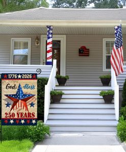 Alternative view of 250 Anniversary USA Garden Flags for Outside,4th of July 250th Year America Banner,God Bless United States 12x18 Inch Double-Sided with Patriotic Star,1776-2026 America Merchandise for Yard Decoration
