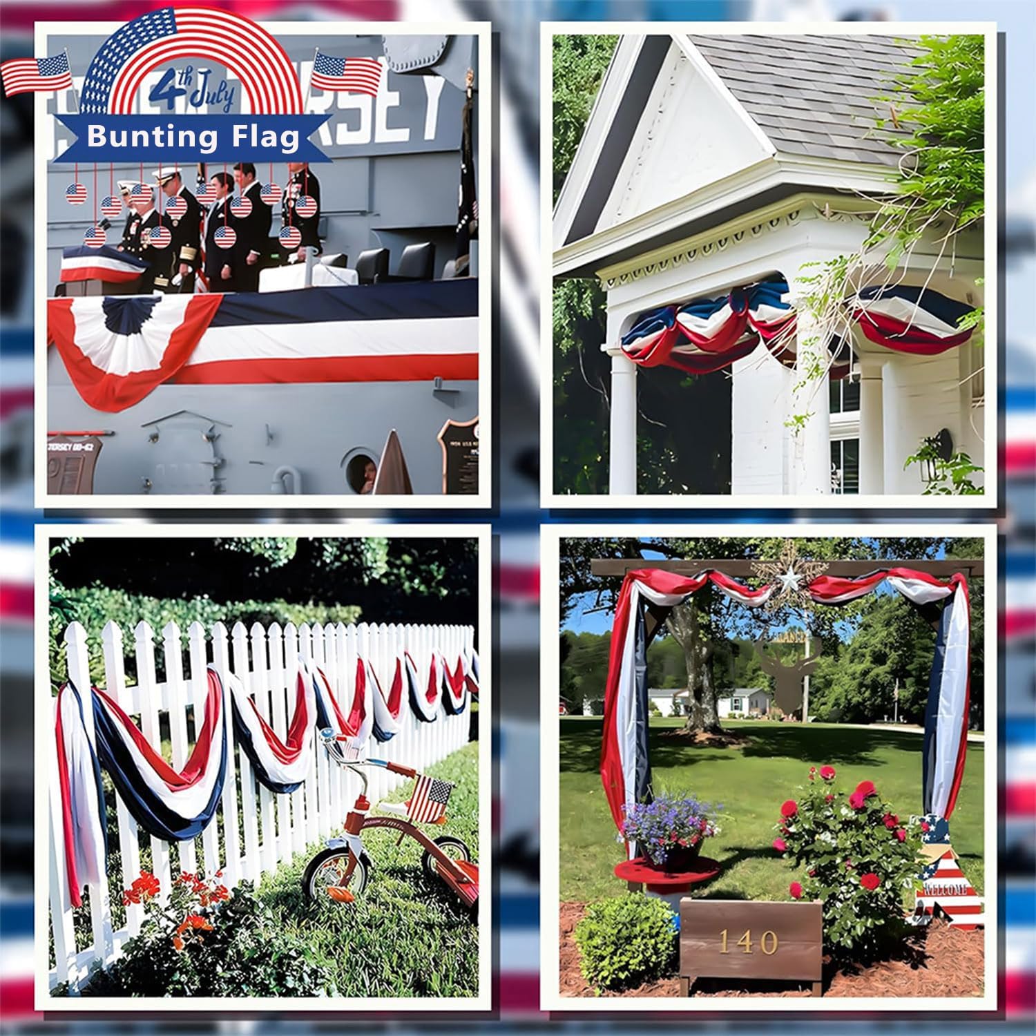 2Pack American Bunting Flag Veterans Day 4th of July 2x20Ft USA Patriotic Banner for Outside Porch Outdoor Red,White & Blue Bunting Decor Home Garden Décor Independence Day Memorial Days - Image 7