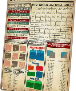 Quilting Knowledge Tin Sign Vintage Sewing Room Art Wall Decor Metal Signs How to Bind A Quilt Poster Gifts for Grandma Mom Women 8X12 Inches