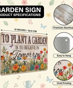 Alternative view of Gardening Gifts Vintage Gardening Sign To Plant A Garden is To Believe Tomorrow Tin Sign for Home Garden Greenhouse Living Room Bedroom Outdoor Yard Backyard Decor 8X12 Inch (3366)