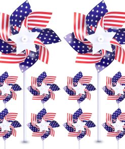 American Flag Patriotic Pinwheels 10 Pack pinwheels for Yard and Garden Red White and Blue Decorations Outdoor Decor Windmills for 4th of July Decorations