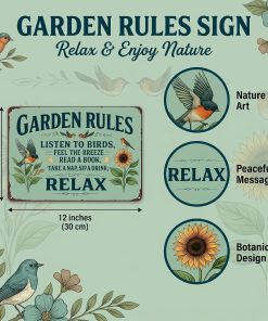 Alternative view of Plants Gifts Garden Rules Vintage Tin Sign for Garden Patio Porch Yard She Shed Decor 8x12 Inch (3945)